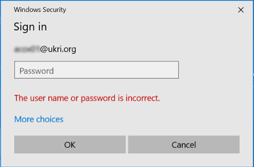 Windows prompts for the password to be re-entered